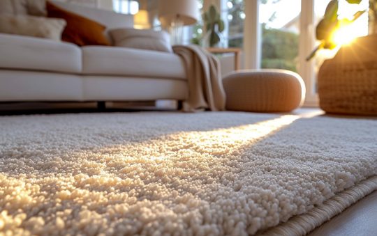 Le tapis shaggy beige, alliant élégance et sobriété