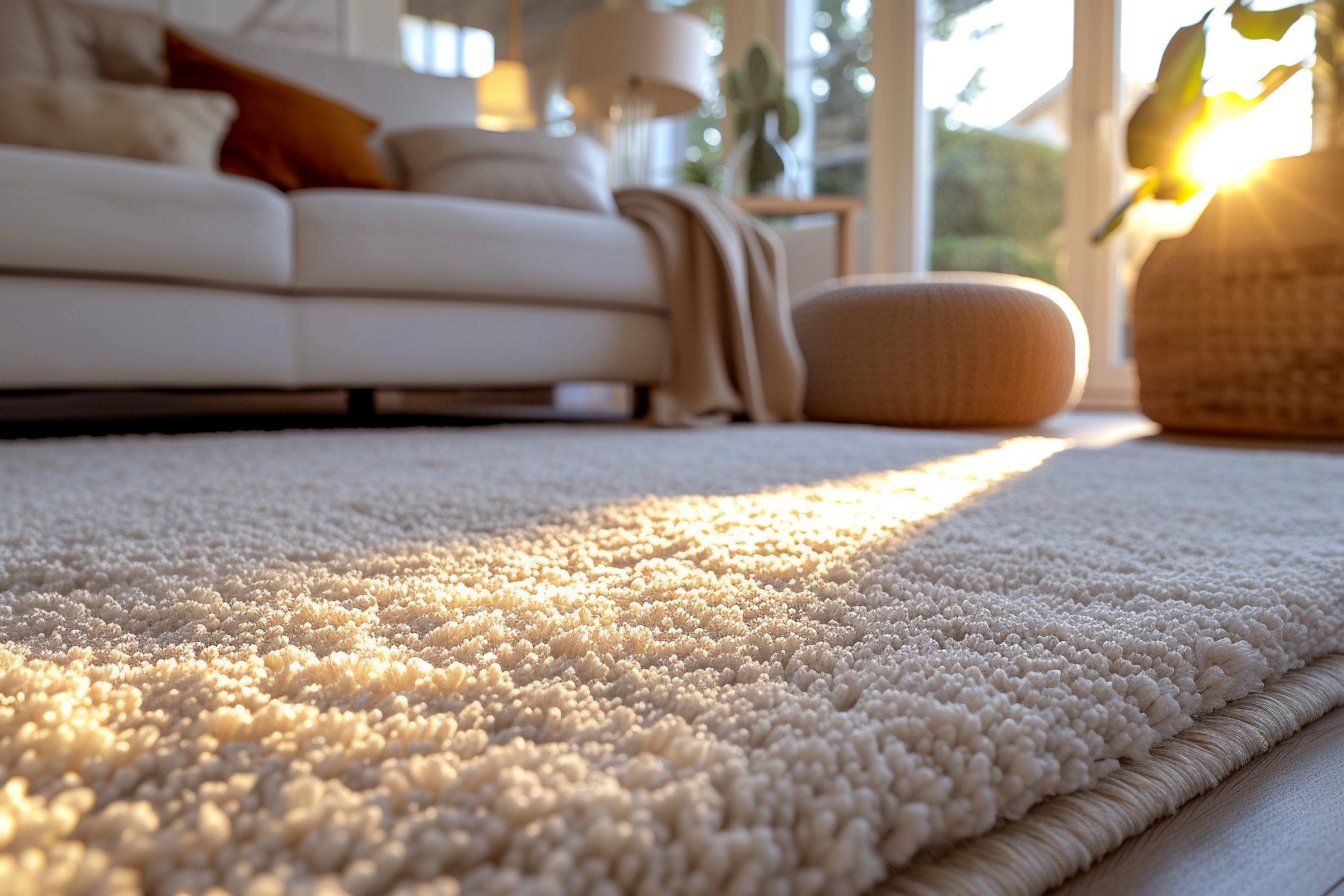 Le tapis shaggy beige, alliant élégance et sobriété