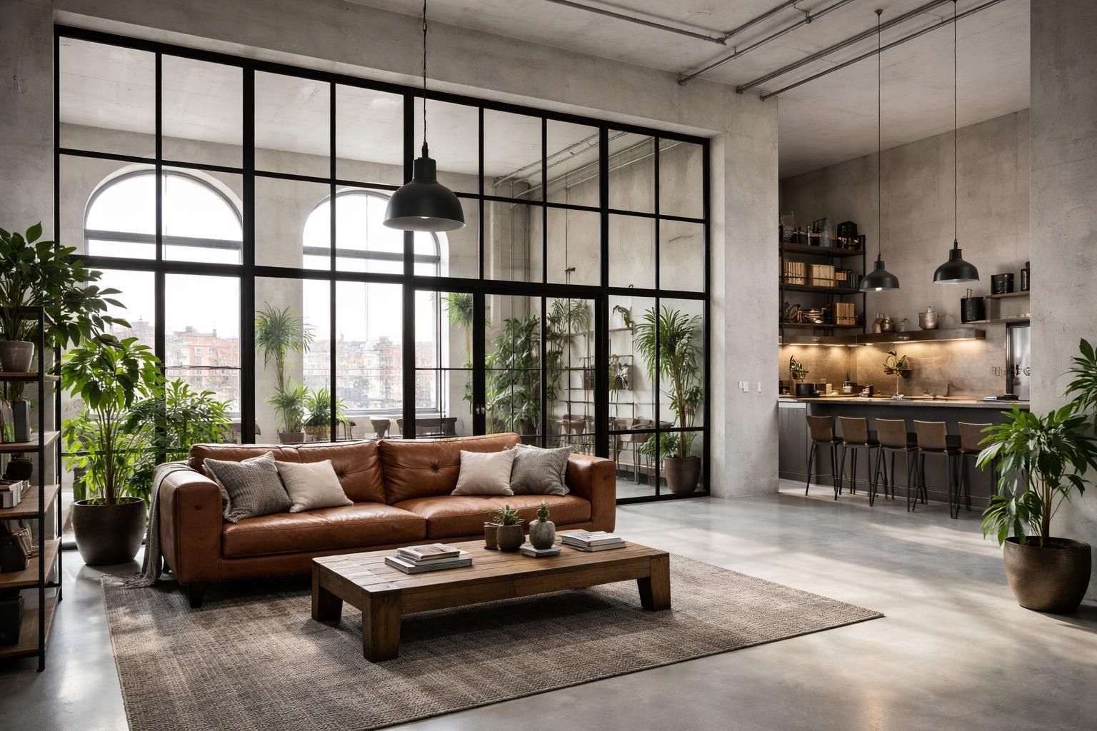 Aménager un loft urbain avec verrière style atelier et béton ciré Mercadier à Lyon