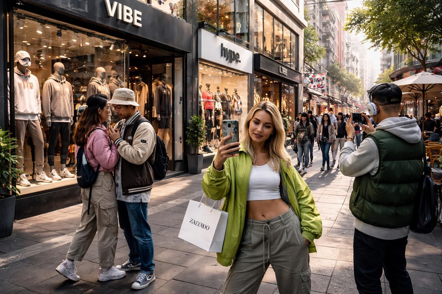 Boutiques mode urbaine et stratégies Instagram avec influenceurs comme Zalando et Asos