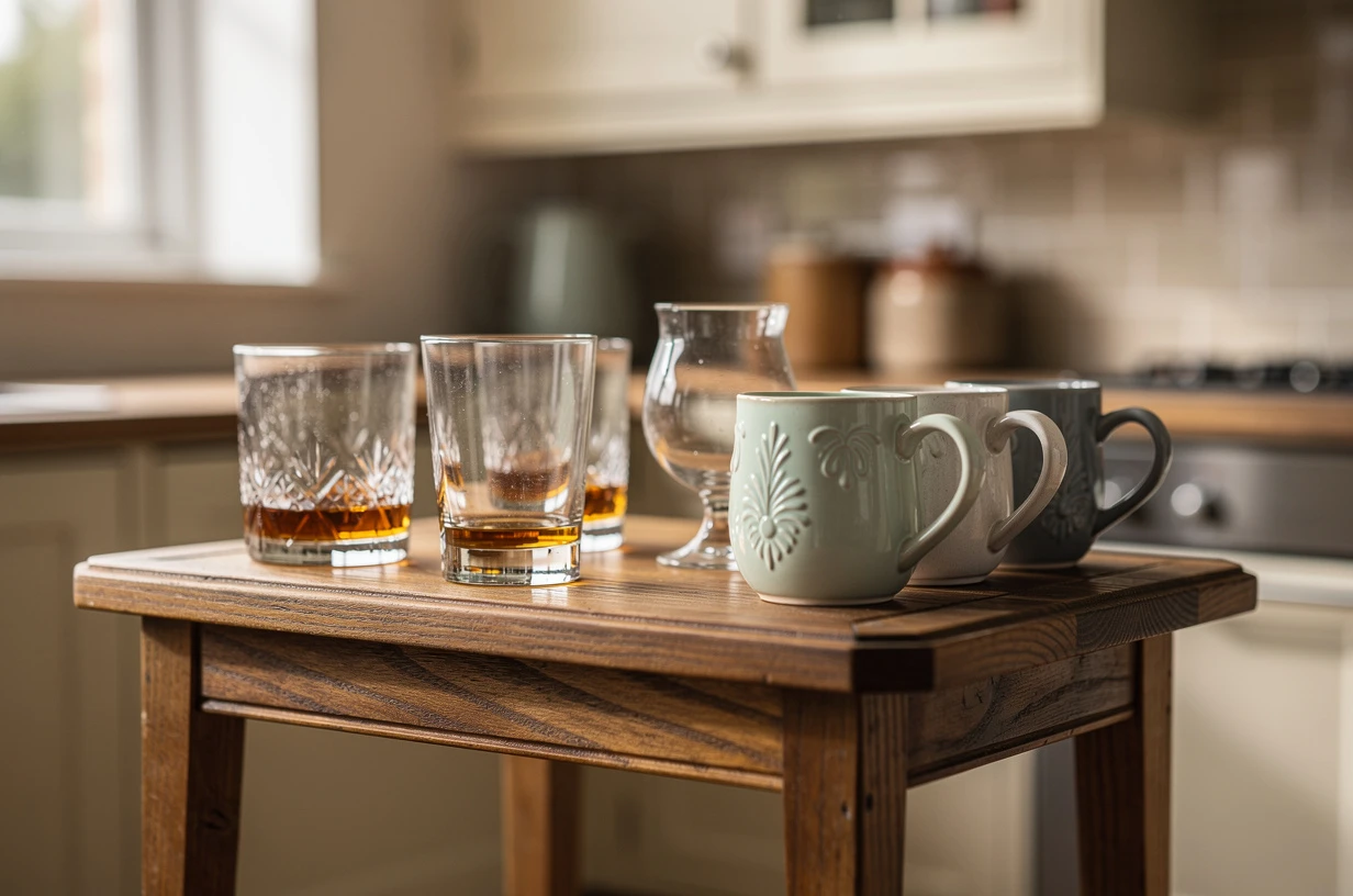 Entre verres à whisky et mugs fantaisie : composer un mini-bar déco dans sa cuisine