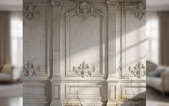 Papier peint trompe l&rsquo;œil effet moulure de château : invitation au raffinement mural