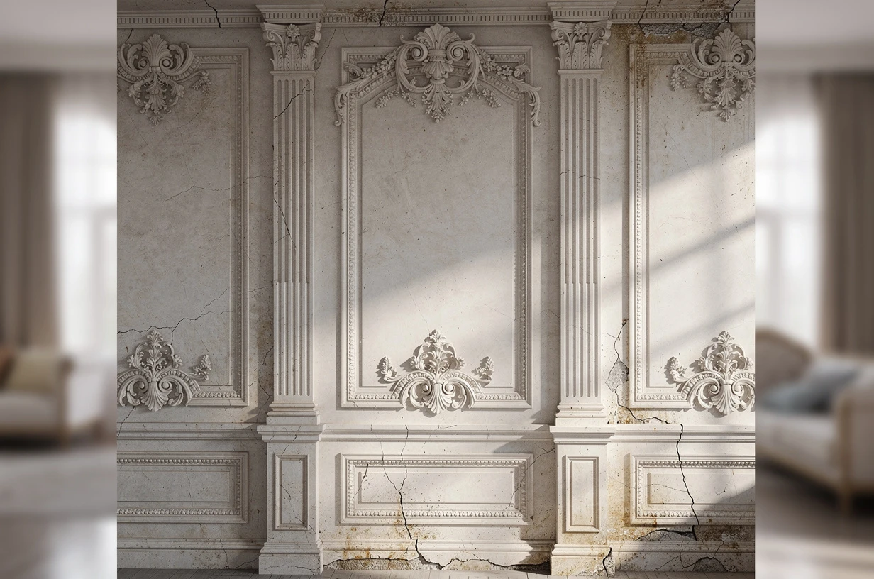 Papier peint trompe l&rsquo;œil effet moulure de château : invitation au raffinement mural